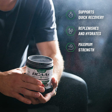 Snap BCAA Powder Essential Amino Supplement with Nitric Oxide Booster Pre Workout Powder Recovery Supplements Post Workout Muscle Strength BCAA for Women Men 30 Servings