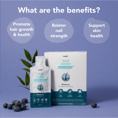 HairZookiÃƒâ€šÃ‚Â® High Strength Biotin Zinc & Selenium Wrapped in Lipids For Maximum Absorption | Alcohol Free Vegan Soy Free Natural Ingredients | Support Hair Skin & Nail (Blueberry 14 Servings)