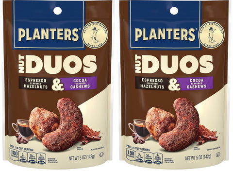 PLANTERS Nut Duos, Flavored Nuts, Peppercorn Pistachios & Parmesan Cashews 5oz