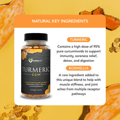 Karamd Turmeric Ccm | Natural Joint Support Supplement | Boswellia & 95% Pure Turmeric Curcuminoids | Help With Joint & Muscle Soreness | Non-Gmo, Gluten Free & Vegan Friendly (30 Servings)