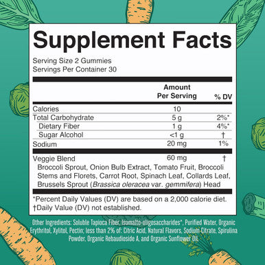 Maryruth Organics Super Greens Gummies | with Naturally-Occurring Quercetin for Adults and Kids Ages 4+ | Sugar | 2g Fiber Per Serving | Vegan | No Gelatin | Pectin Based | 60 Count | 30 Servings