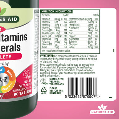 Natures Aid Complete Multi-Vitamin and Minerals 90 Tablets
