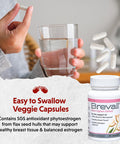 Barlean's Brevail Plant Lignan Extract Capsules Proactive Breast Health Supplement With 50 Mg Sdg Lignans From Flax Seed Hulls For Healthy Estrogen Balance and Pms Mood Support Pills 30 Count
