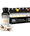 Oikos Protein Shake, Salted Caramel, 30g High Protein Drinks, Shelf Stable, Ready to Drink, 5g Prebiotic Fiber, 12 fl oz Bottle, 12 Count
