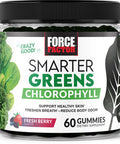 Force Factor Smarter Greens Chlorophyll Gummies to Support Skin Care, Clear Skin, and Healthy Skin, Fight Bad Breath, and Reduce Body Odor, Deodorant for Women and Men, Fresh Berry Flavor, 60 Gummies
