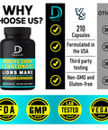 Dedicad Magnesium L-Threonate Capsules With Lions Mane Mushroom & Ashwagandha Root - 210 Capsules - 1000Mg Per Serving