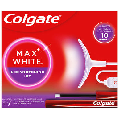 Colgate Max White Ultimate at Home LED Teeth Whitening Kit Enamel Safe Reverses up to 20 Years of Stains Whitening Pen and Smartphone Powered LED Whitening Light Developed by Dental Experts 1 Pack