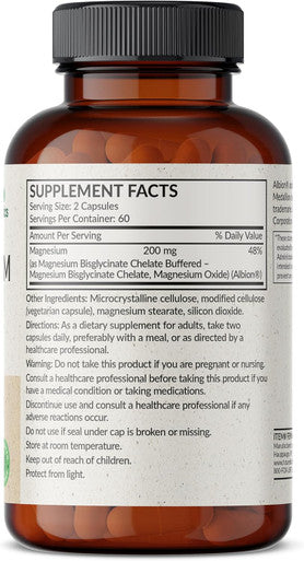 Futurebiotics Magnesium Glycinate 200 Mg Per Serving Chelated For High Absorption, Gentle On Stomach, Non-Gmo, 120 Vegetarian Capsules