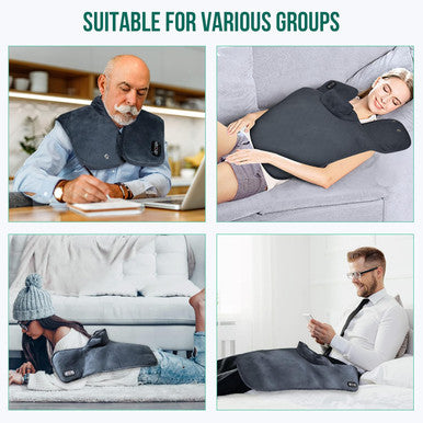 Snailax Heating Pad For Neck And Shoulders, Electric Heat Pad For Back Pain, Weighted Heated Wrap, 24V Safety Volt. Heating Pads With Massager, 2 Heat Levels & 5 Massage Modes, Gifts