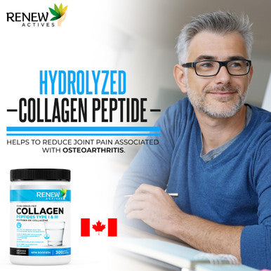 Renew Actives Hydrolyzed Bovine Collagen Peptides Powder - 100% Grass Fed Bovine Collagen Unflavored Powdered Bone Broth For Healthy Skin, Hair, Joints