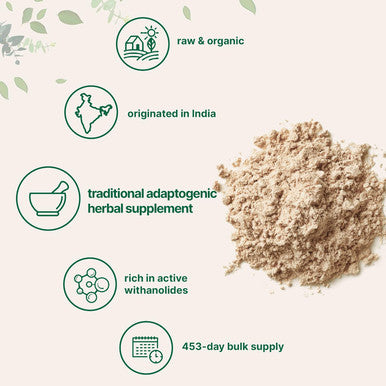 Micro Ingredients Organic Ashwagandha Root Powder | 2 Pound No Filler No Additives Highly Purified | Active Withanolides Adaptogenic Ayurvedic Herbal Supplements No GMO Gluten India Origin