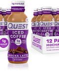 Quest Nutrition Iced Coffee, Mocha Latte, 1g of Sugar, 10g of Protein, 90 calories, 200mg of caffeine, 12 Count