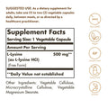 Solgar L-Lysine 500 Mg 250 Vegetable Capsules - Enhanced Absorption & Assimilation - Promotes Integrity Of Skin & Lips - Collagen Support - Amino Acids - Non-Gmo Vegan Gluten Free - 250 Servings
