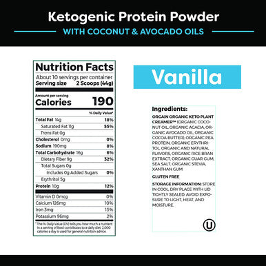 Orgain Keto PlantBased Protein Powder Vanilla Keto Friendly Organic Vegan Gluten Organic Prebiotic Fiber 0.97 Pound Keto Collagen Protein Powder with MCT Oil Chocolate 0.88 Pound