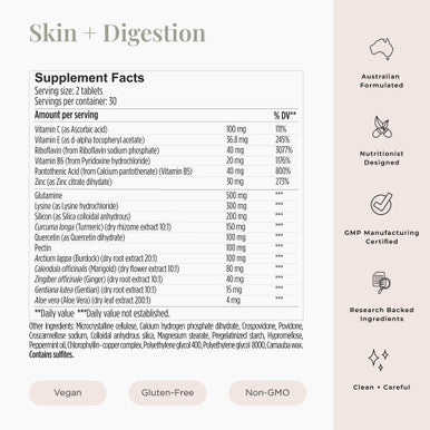 JSHealth Vitamins Skin And Digestion Formula | Skin Supplement With Zinc | Burdock Turmeric | Clear Healthy Skin | Acne Treatment For Teens And Adults | (60 Tablets)