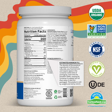 Garden of Life Creamy Vanilla Cookie Protein Powder + Oatmilk 20G Organic Vegan Plant Based Protein Coconut Water Mcts Sprouted Grains Prebiotics Probiotics Non-Gmo Gluten-Free 1.90 Lb