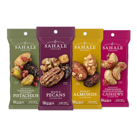 Sahale Snacks Maple Pecans Glazed Mix, 4 oz Pouches (6 Packs) Dry-Roasted, Deluxe Mixed Nuts with Cherries, Apples, Maple, and Cinnamon - Non-GMO, Kosher, and Certified Gluten-Free Snacks