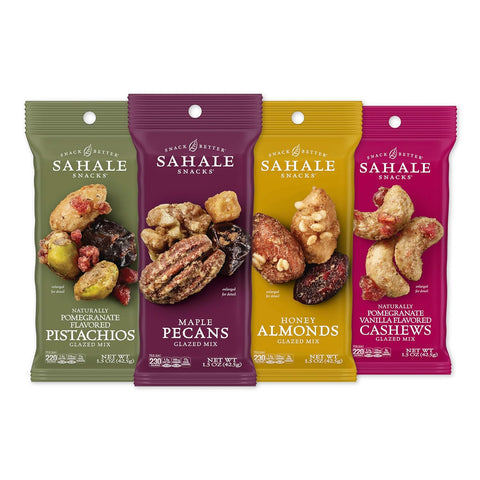 Sahale Snacks Pomegranate Vanilla Cashews, 4 oz Pouches (6 Packs) - Dry-Roasted Deluxe Mixed Nuts with Pomegranate Infused Apples & Madagascar Vanilla - Non-GMO, Kosher, & Certified Gluten-Free Snacks