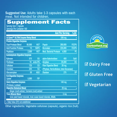 Garden of Life Vegetarian Digestive Supplement - Omega Zyme Ultra Enzyme Blend For Digestion Bloating Gas And Ibs 180 Capsules