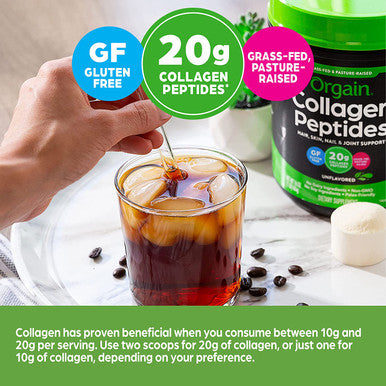 Orgain Hydrolyzed Collagen Peptides Powder 20g Grass Fed Collagen Hair Skin Nail Joint Support Supplement Paleo Keto NonGMO Type I and III 1lb Packaging May Vary