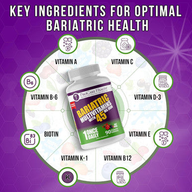Procare Health Bariatric Multivitamin With Iron 45Mg Chewable (90 Tablets) - Fruit Punch Flavor Bariatric Multivitamin Chewable Pills For Gastric Bypass & Sleeve Gastrectomy Patients (03 Month Supply)