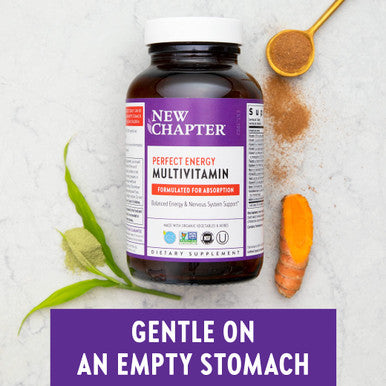 New Chapter Energy Supplement - Perfect Energy Multivitamin for Balanced Energy + Stress Support with B Vitamins + Vitamin D3 + Organic Non-GMO Ingredients - 96 c