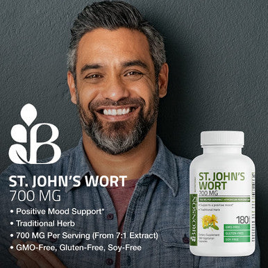 Bronson St. John's Wort 700 MG Hypericum Perforatum Supports a Positive Mood - Non-GMO, 180 Vegetarian Capsules