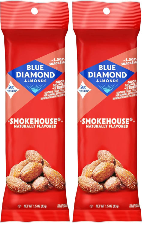 Blue Diamond Almonds, Smokehouse Flavored Snack Nuts, Single Serve Bags (1.5 Oz. Tubes, Pack of 12)