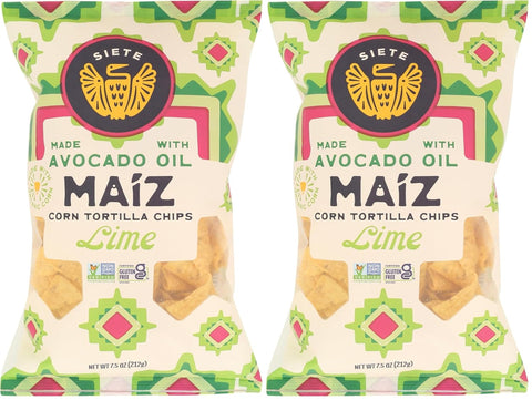 Siete Family Foods Chips Tortilla Corn Sea Salt Maiz Yellow White 7.5 Ounce