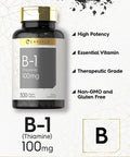 Carlyle Vitamin B-1 | 100Mg | 300 Tablets | Non-Gmo And Gluten Free Thiamin Supplement