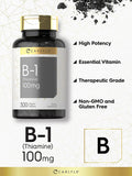 Carlyle Vitamin B-1 | 100Mg | 300 Tablets | Non-Gmo And Gluten Free Thiamin Supplement