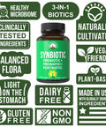 Synbiotic = Prebiotic + Probiotic + Postbiotic 3-In-1 Supplement With Clinically Tested Ingredients. Pre And Probiotics Plus
