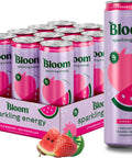 Bloom Nutrition Sparkling Energy Drink Minis, Raspberry Lemon & Strawberry Watermelon, 7.5oz 12 Pack