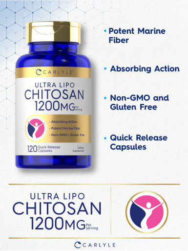 Carlyle Chitosan Supplement 1200Mg | 120 Quick Release Capsules | Non-Gmo, Gluten Free | Ultra Lipo