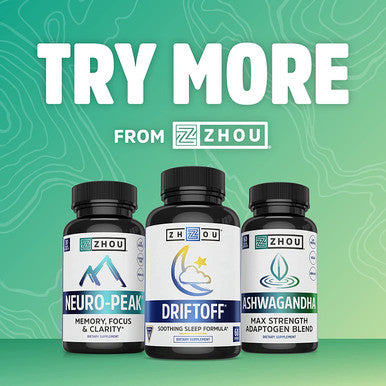 Zhou Calm Now Soothing Support with B Vitamins, Ashwagandha, Magnesium & Zinc, Relax, Focus & Positive Mind, Supports Serotonin Increase, Non-GMO, Vegan, Gluten-Free, 30 Servings - 60 VegCaps