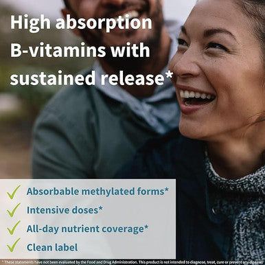 Super B-Complex Methylated Sustained Release Clean Label B Complex 180 Small Tablets
