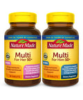 Nature Made Multivitamin 50+ His and Hers Combo Pack Mens And Womens Multivitamin With Vitamin C Vitamin D3 B Vitamins Zinc and More Two Multivitamin Bottles 90 count