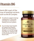 Solgar Vitamin B6 25 Mg 100 Tablets - Supports Energy Metabolism Heart Health & Healthy Nervous System - B Complex Supplement - Vegan Gluten Free Dairy Free Kosher 100 Servings