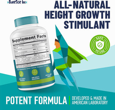 BONESCIE INC Height Growth Maximizer - Reach Natural Height - Made In Usa - Height Pills Bone Growth - Grow Taller Supplement For Adults & Kids - Height Increase Pills - Maximum Height Growth Formula - 120 Caps