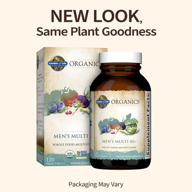 Garden of Life Organics Whole Food Multivitamin For Men 40+ 120 Tablets Vegan Mens Multi For Health & Well-Being Certified Organic Whole Food Vitamins & Minerals For Men Over 40 Mens Vitamins