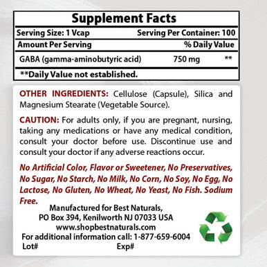 Best Naturals 5-HTP (5-hydroxytryptophan) 100 mg & GABA 750 mg