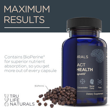 Neuroact Brain Health Memory, Focus, Concentration, Mental Clarity With Cognatiq, Vitamin B3 & B6 Manage Stress & Elevate Mood Holistic Brain Health Formula, Sustained Energy & Well Being