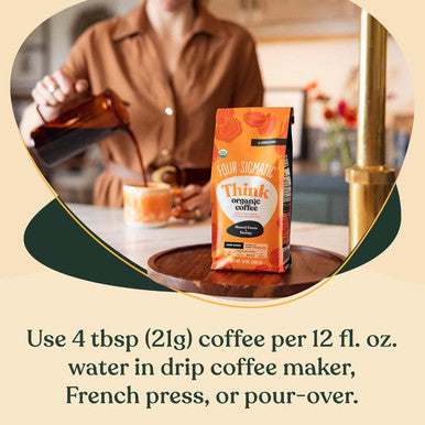 Four Sigmatic Think Mushroom Coffee | Organic Ground Coffee With Lion'S Mane Mushroom And Chaga Mushroom | Nootropic Mushroom Coffee For Better Focus And Immune Support | 12Oz Bag