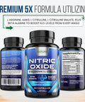 Built Nature Nitric Oxide Supplement L Arginine Extra Strength - Citrulline Malate, Aakg, Beta Alanine - Premium Muscle Supporting Nitric Booster For Strength & Energy To Train Harder - 60 Capsules