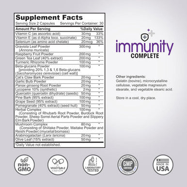 Immunity Complete - 20-In-1 Immune System Booster Formula With Cat'S Claw, Quercetin, Vitamin C, And Olive Leaf Extract 60Ct