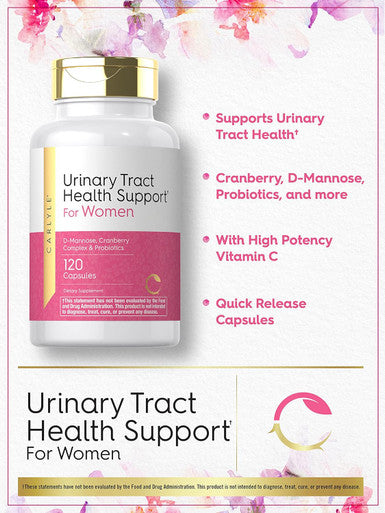 Carlyle Urinary Tract Health for Women | 120 Capsules | Relief for Women | with D-Mannose Cranberry Complex & Probiotics | Non-GMO Gluten