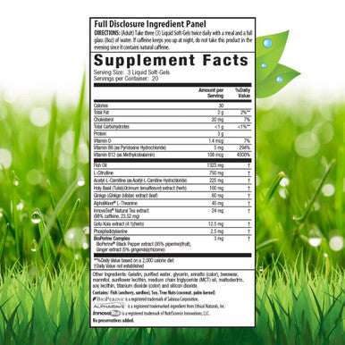 Irwin Naturals Brain Awake Max3 + Nitric Oxide Booster 60 Count