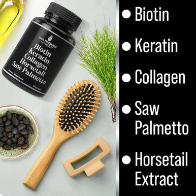 Biotin + Keratin + Collagen + Horsetail + Saw Palmetto. Advanced 5-In-1 Hair Growth Supplement For Women And Men. Hair Vitamins, Dht Blocker Pills. Capsules For Thinning Hair With Biotin 5000Mcg