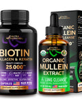 NUTRAHARMONY Organic Mullein Drops & Biotin, Collagen Capsules