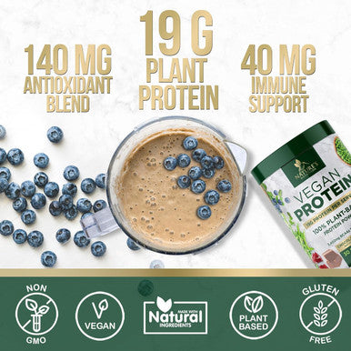 Nature'S Nutrition Premium Vegan Protein Powder Creamy Chocolate Fudge - 19g & 100% Plant Based Protein & Fast Absorbing Premier Isolate for Smoothies & Shakes - Non Dairy Non Whey Soy & Gluten - 30 Servings